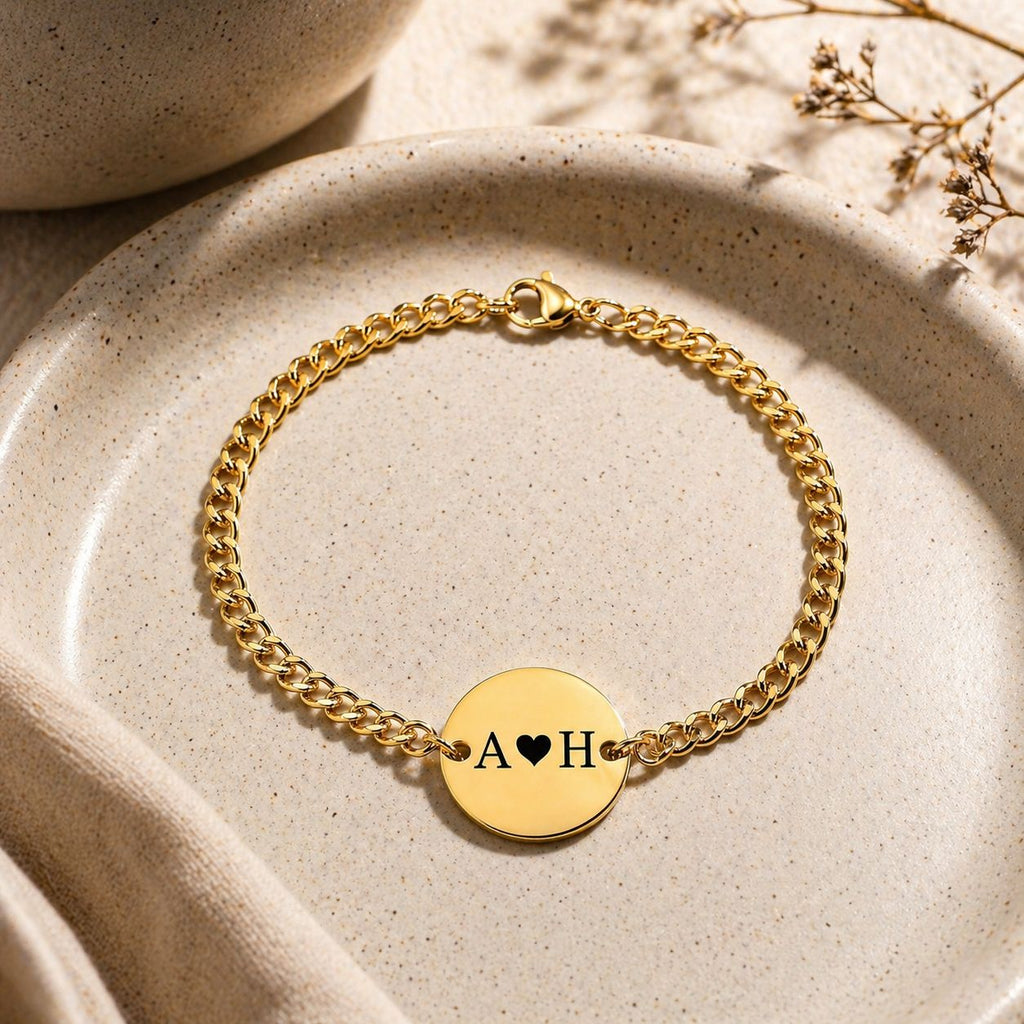 Men's Initials Bracelet (With Heart)
