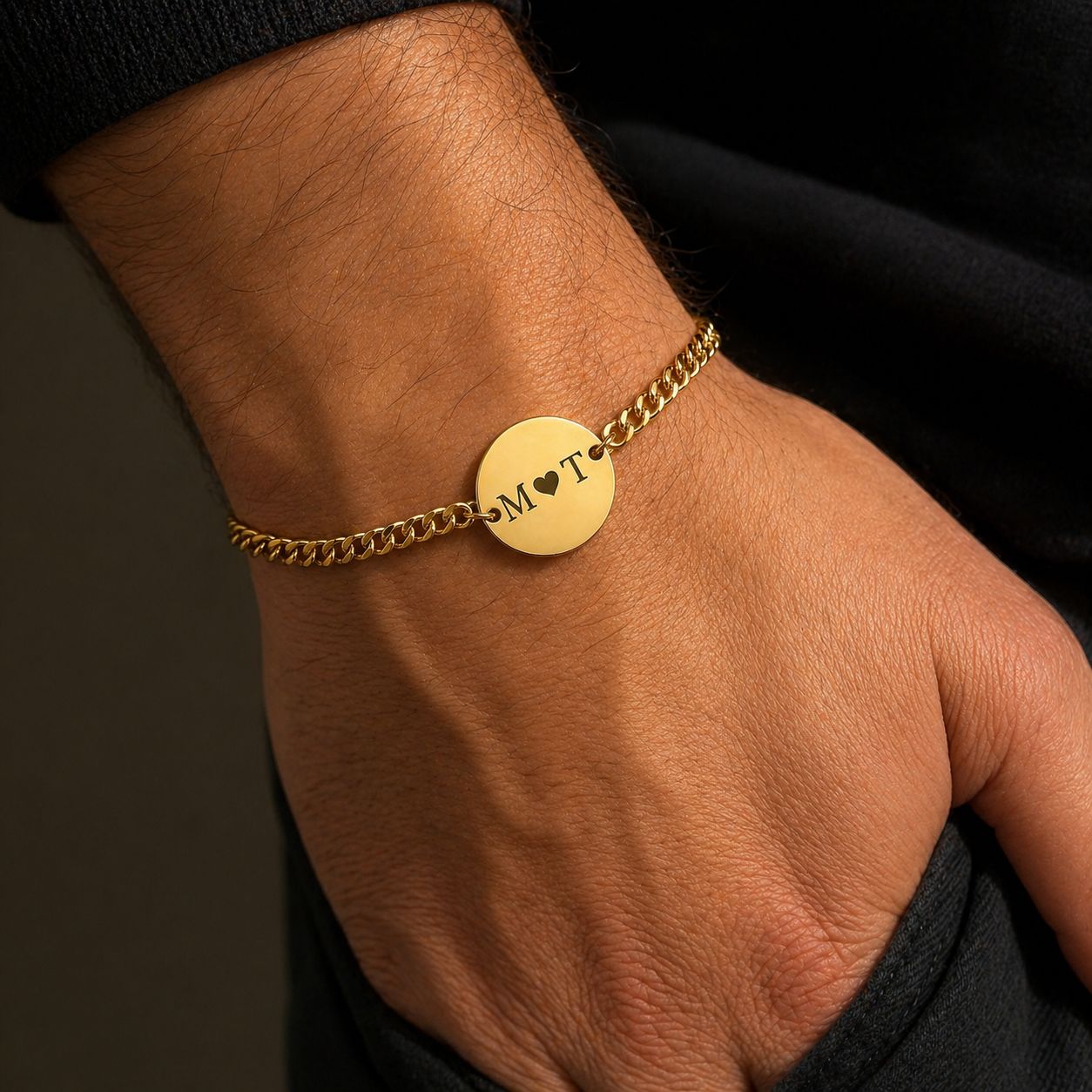 Men's Initials Bracelet (With Heart)