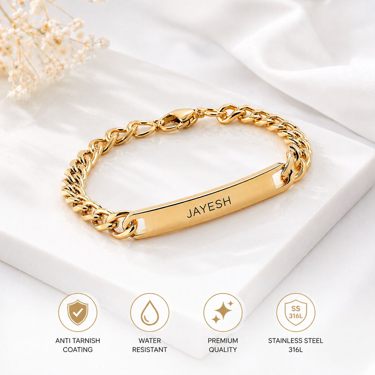Mens's Name Bracelet (Broad Chain)