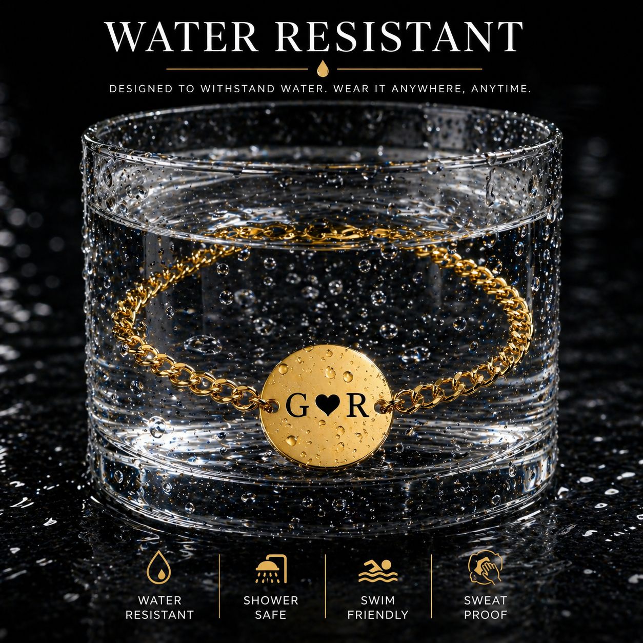 Men's Initials Bracelet (With Heart)