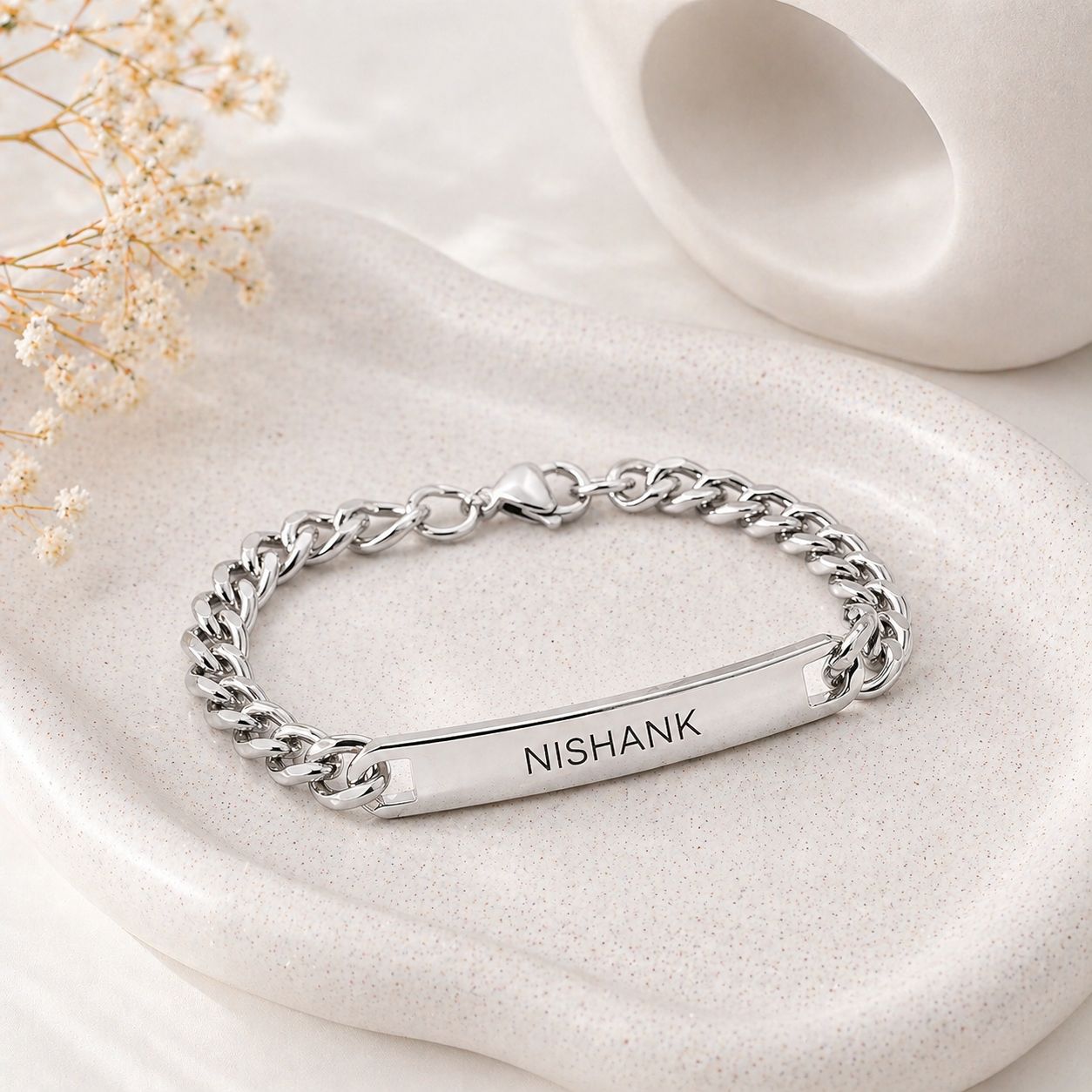 Mens's Name Bracelet (Broad Chain)