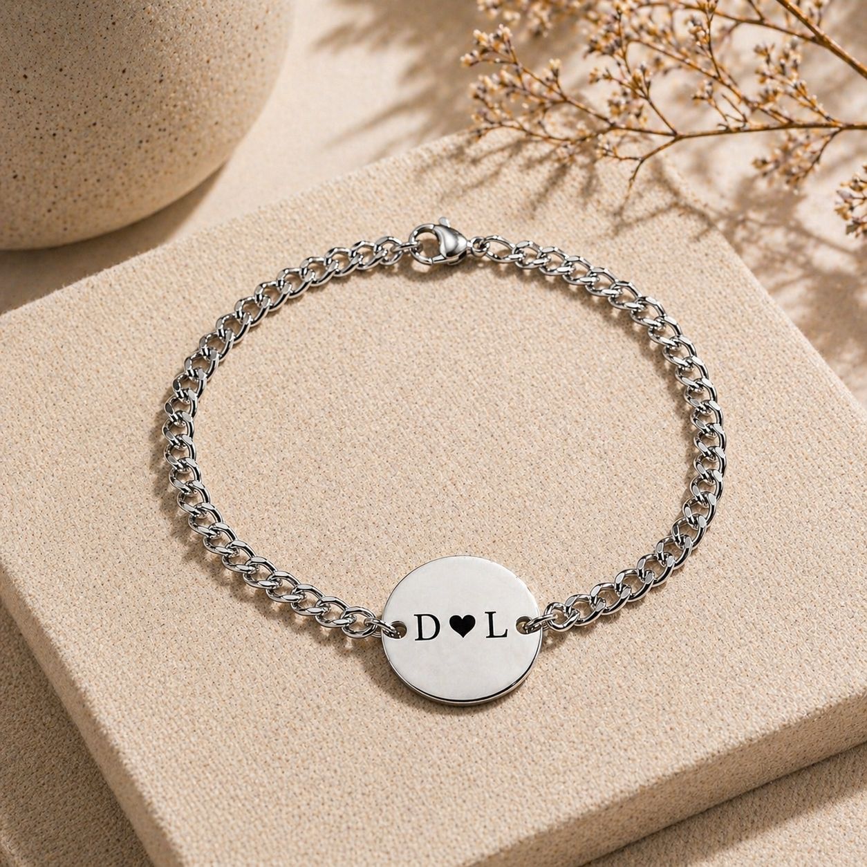 Men's Initials Bracelet (With Heart)