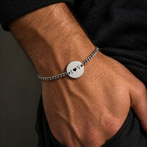 Men's Initials Bracelet (With Heart)