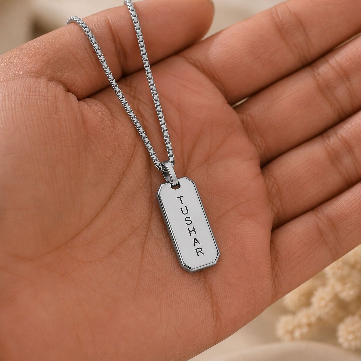 Men's Geometric Name Chain