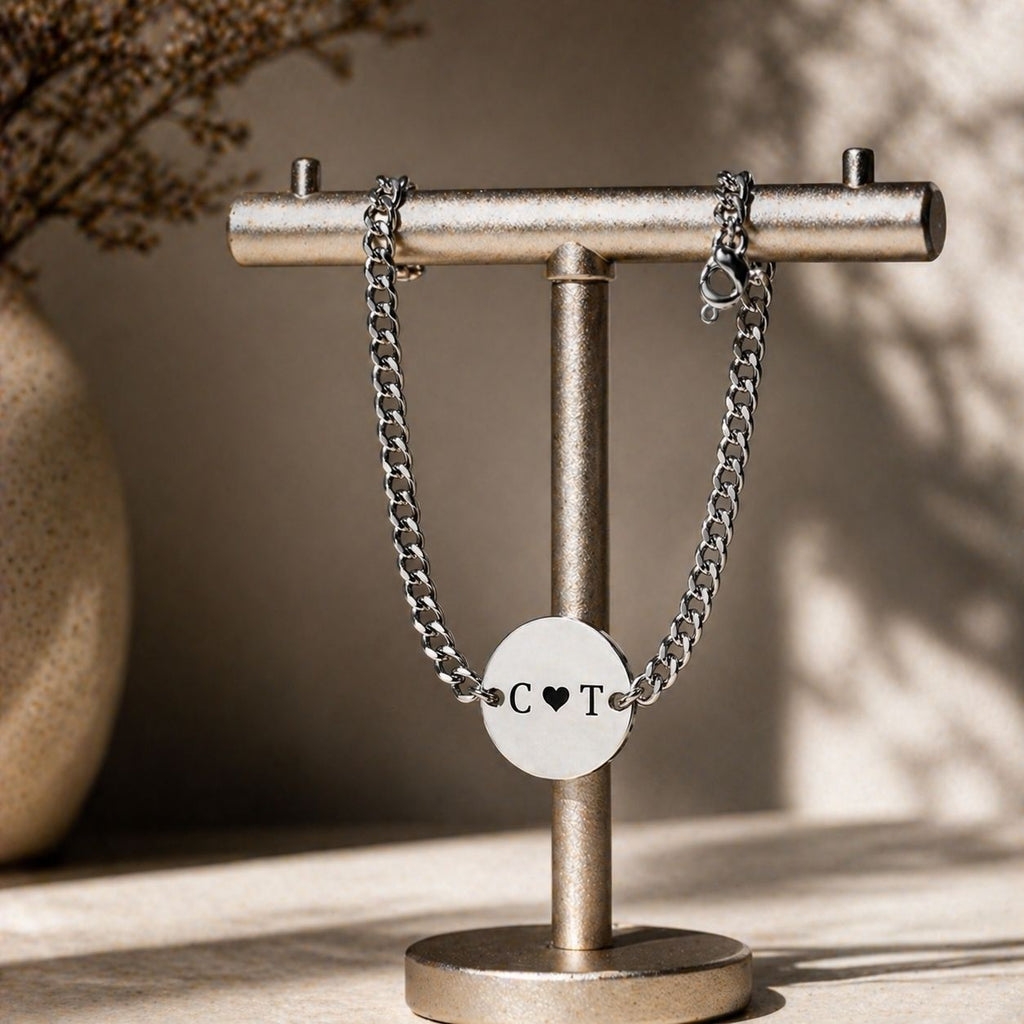 Men's Initials Bracelet (With Heart)
