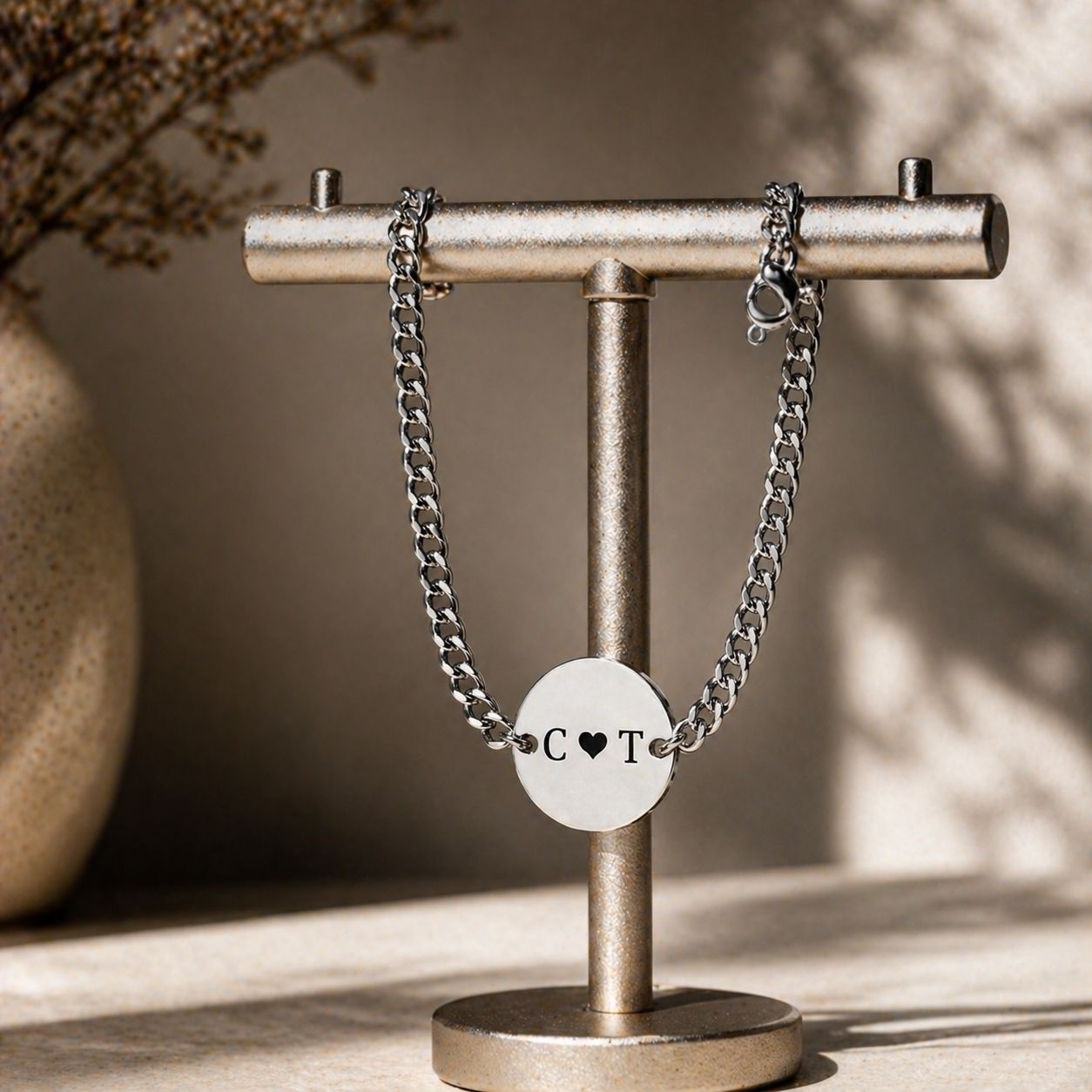 Men's Initials Bracelet (With Heart)