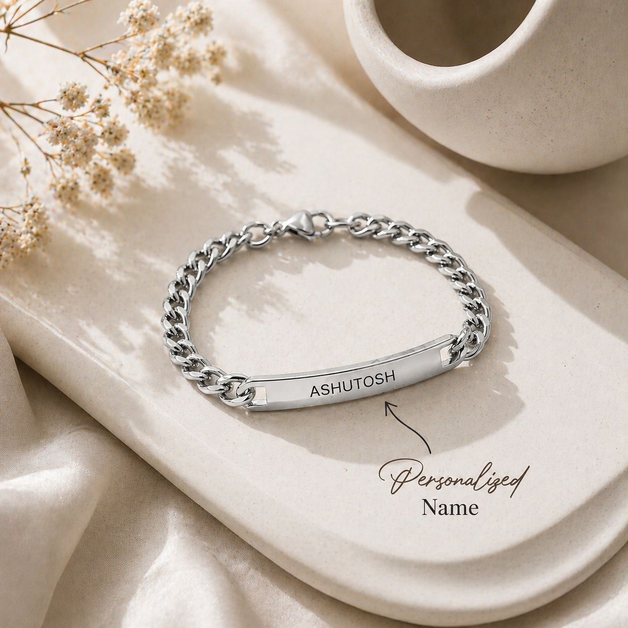 Mens's Name Bracelet (Broad Chain)