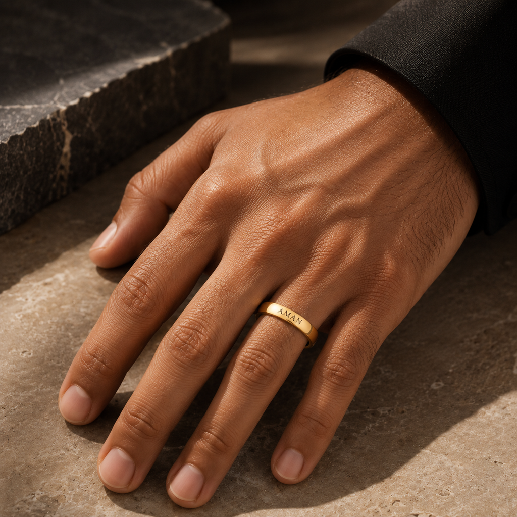 Men's Slim Name Ring