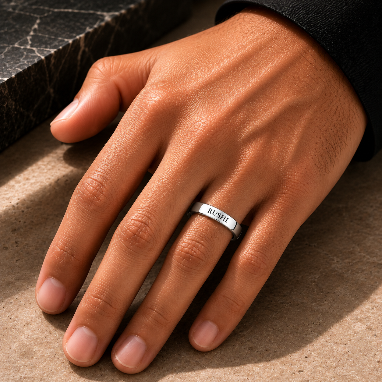 Men's Slim Name Ring